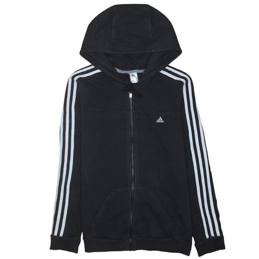 Adidas Women's Black Full Zip Hoodie Size S 8-10 Classic 3-Stripes