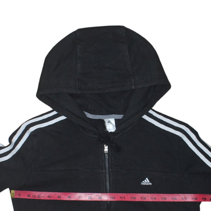 Adidas Women's Black Full Zip Hoodie Size S 8-10 Classic 3-Stripes