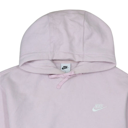 Nike Women Pink Pullover Hoodie Medium Cotton Blend Logo Sweatshirt