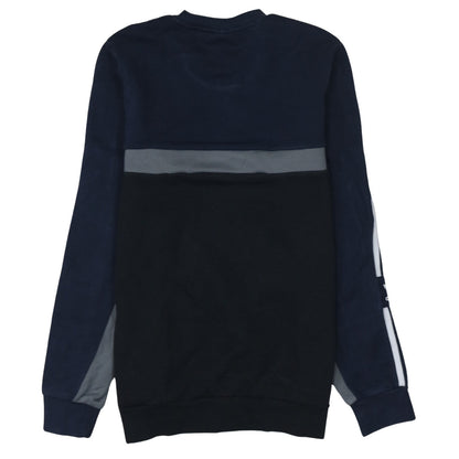 Adidas Boys Black Blue Colourblock Sweatshirt 15-16 Years Crew Neck Logo
