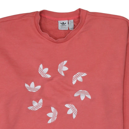 Adidas Women Coral Pink Crew Neck Pullover Sweatshirt UK 16