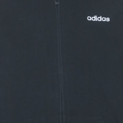 Adidas Womens Black Full Zip Hoodie Medium Classic 3-Stripes Jacket