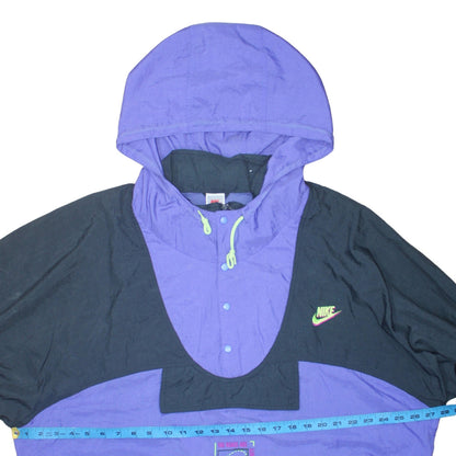 Vintage Nike Men's Purple Black Hooded Anorak Windbreaker Jacket XL
