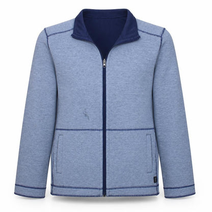 Front view of Hugo Boss Men's Blue Regular Fit Full Zip Sweatshirt, size L