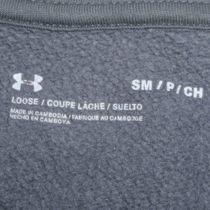 Under Armour Boys Grey Pullover Sweatshirt Size S Loose Fit Crew Neck