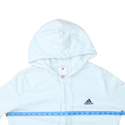 Adidas Women Light Blue Full Zip Hoodie Size L16-18 Cotton Blend