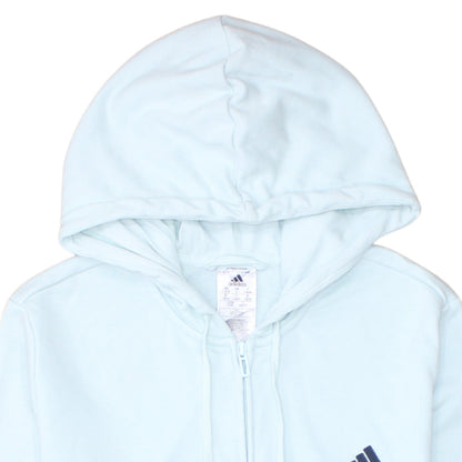 Adidas Women Light Blue Full Zip Hoodie Size L16-18 Cotton Blend