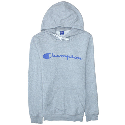 Champion Men Grey Small Pullover Hoodie with Logo Print