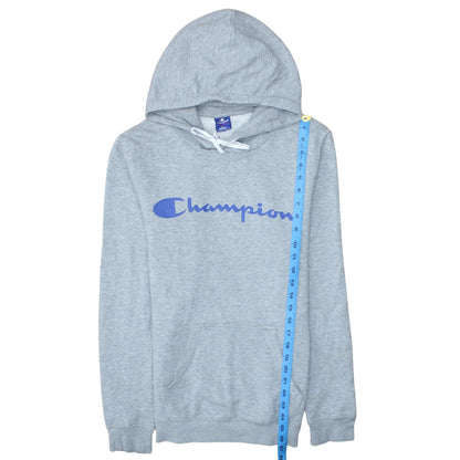 Champion Men Grey Small Pullover Hoodie with Logo Print