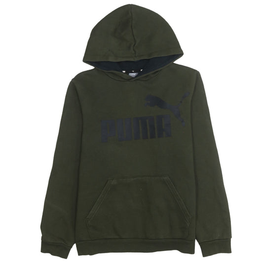 Puma Boys Green Pullover Hoodie Long Sleeve Logo Sweatshirt Size 14