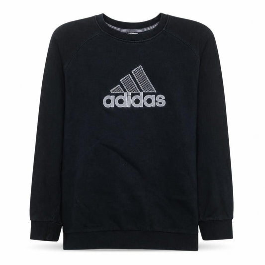Front view of Adidas boys’ black xl sweatshirt long sleeve crew neck pullover