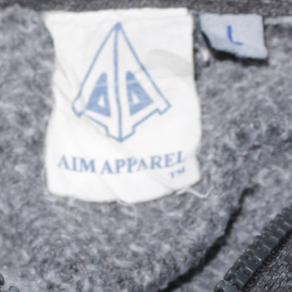 AIM Apparel Men's Grey Full Zip Hoodie Size L Regular Fit