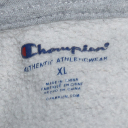 Champion Men's Grey XL Pullover Hoodie Embroidered Logo Fleece