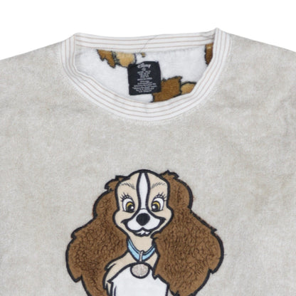 Disney Women's Beige Fleece Pyjama Top Size 10-12 Lady Bed Hair
