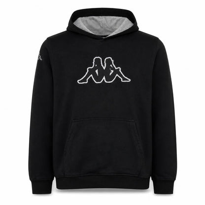 Front view of Kappa Men's Black Pullover Hoodie XL Logo Sportswear