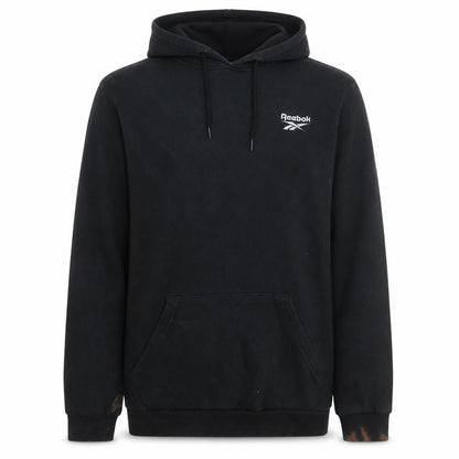 Reebok Men’s Black Pullover Hoodie Fleece Medium Regular Fit