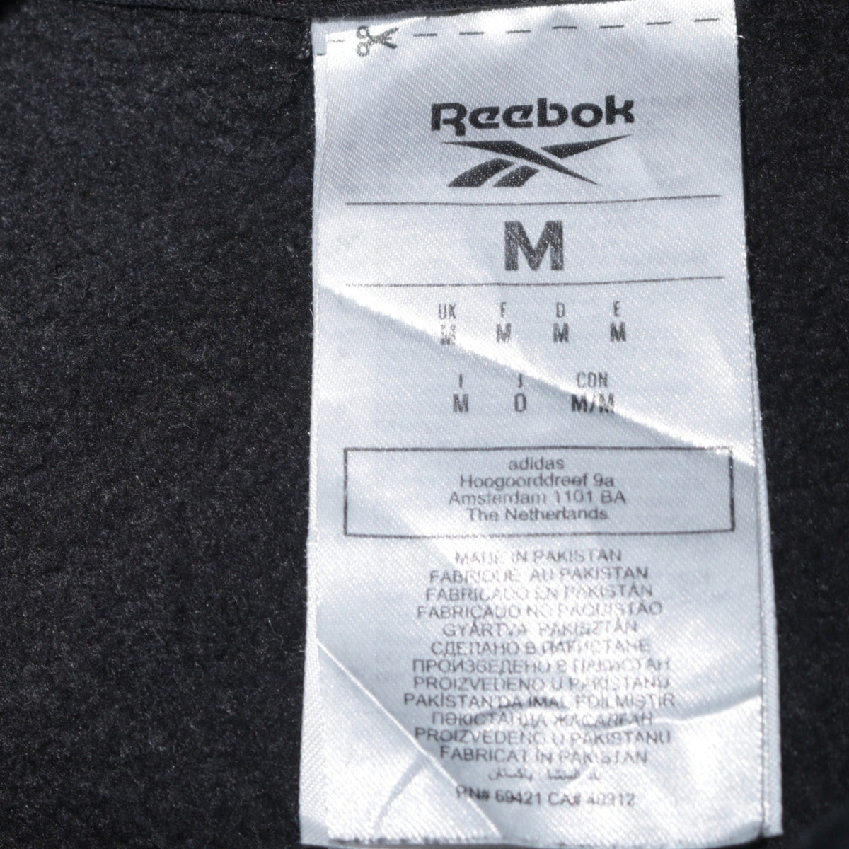 Reebok Men’s Black Pullover Hoodie Fleece Medium Regular Fit