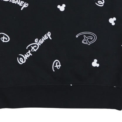 Disney Womens Black Sweatshirt 2XS Crew Neck Long Sleeve Walt Logo Print
