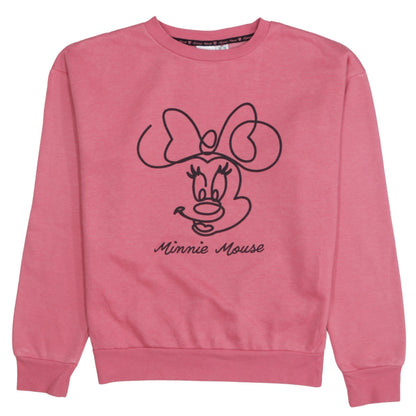 Disney Minnie Mouse Pink Sweatshirt Women 2XS Crew Neck Graphic Print