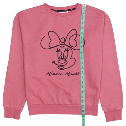 Disney Minnie Mouse Pink Sweatshirt Women 2XS Crew Neck Graphic Print