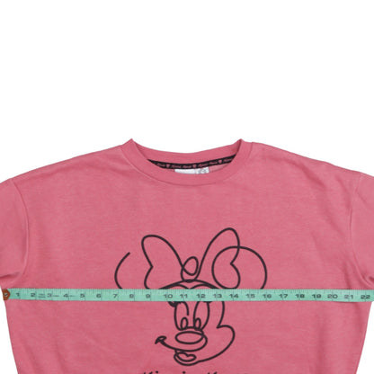 Disney Minnie Mouse Pink Sweatshirt Women 2XS Crew Neck Graphic Print