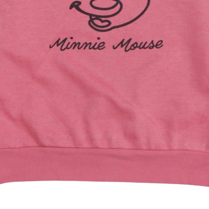 Disney Minnie Mouse Pink Sweatshirt Women 2XS Crew Neck Graphic Print