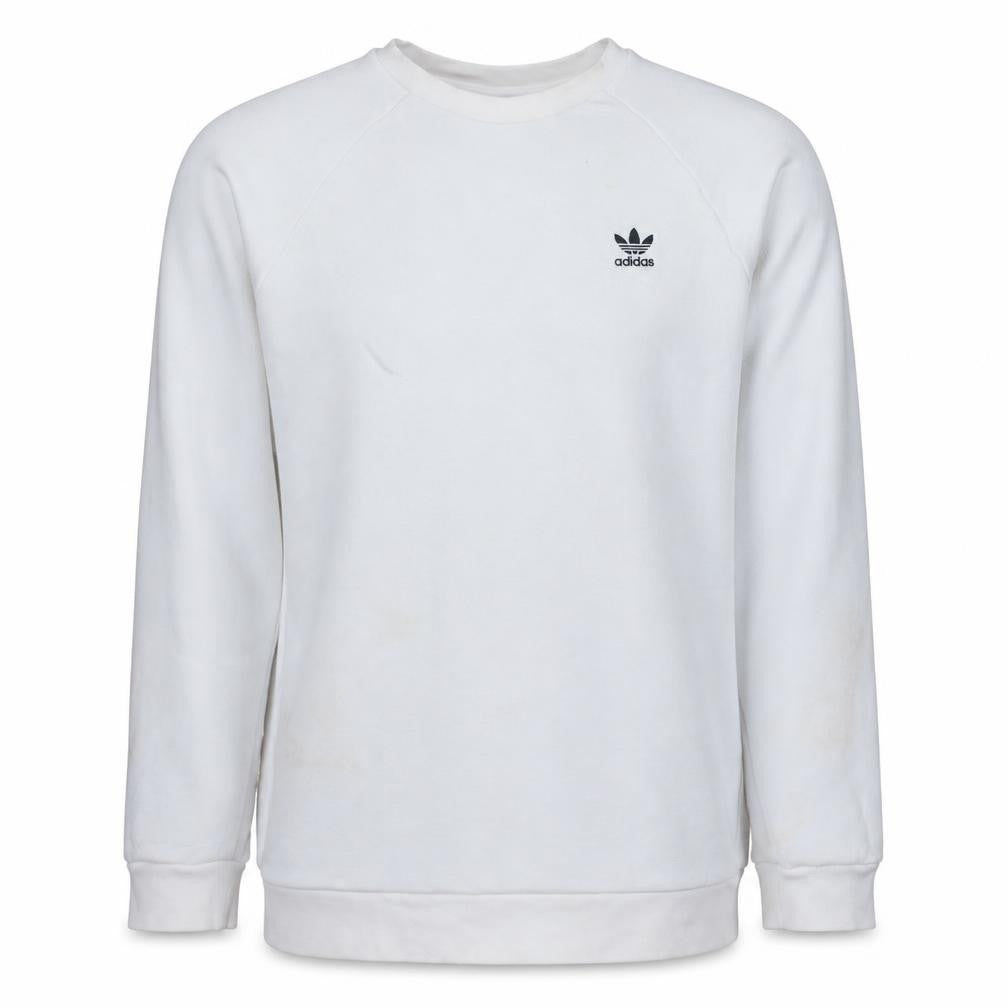 Adidas Men's White Crew Neck Logo Pullover Sweatshirt Size M