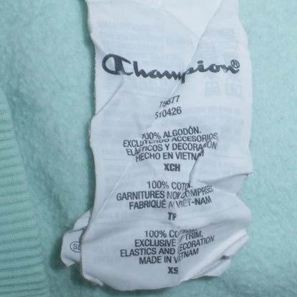 Champion Womens Mint Green XS Pullover Hoodie Cotton Logo Print
