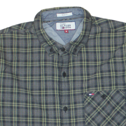 Tommy Hilfiger Denim Men's Green Slim Fit Plaid Button-Up Shirt M
