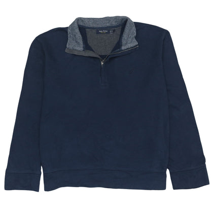 Nautica Men’s Blue 1/4 Zip Collared Henley Sweatshirt Size L