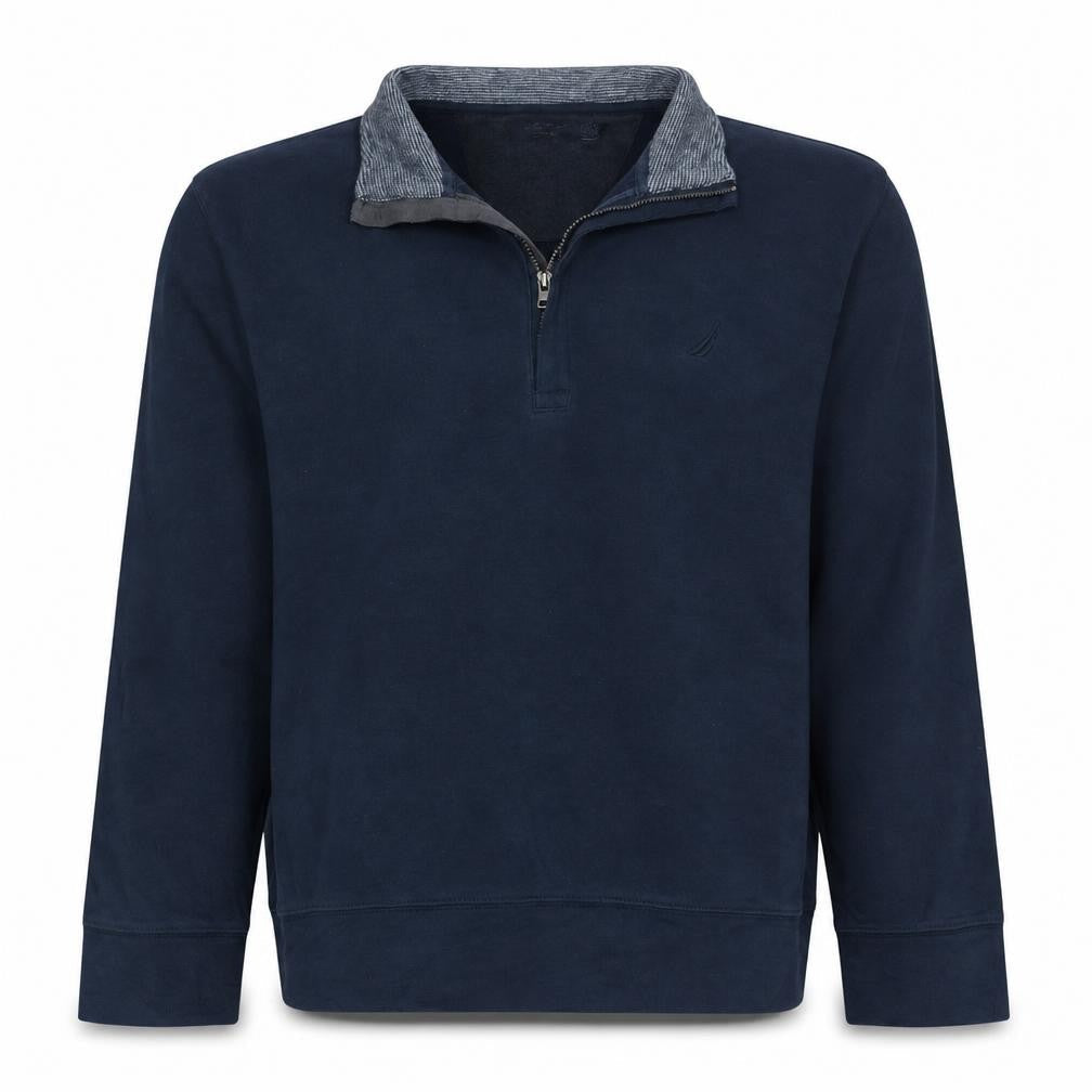 Nautica Men’s Blue 1/4 Zip Collared Henley Sweatshirt Size L