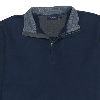 Nautica Men’s Blue 1/4 Zip Collared Henley Sweatshirt Size L