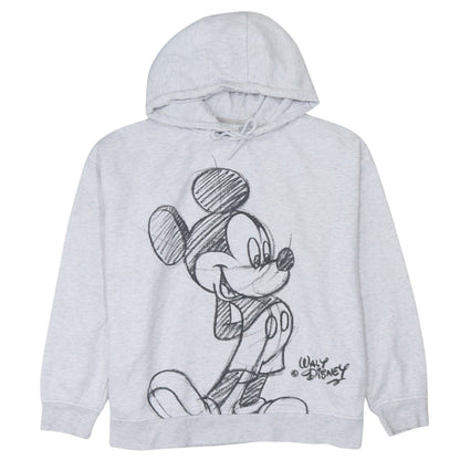 Disney Women Grey Mickey Mouse Pullover Hoodie 2XL Relaxed Fit