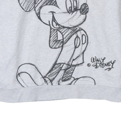 Disney Women Grey Mickey Mouse Pullover Hoodie 2XL Relaxed Fit