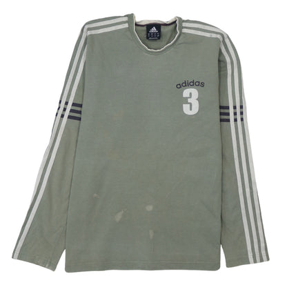 Adidas Men's Khaki Long Sleeve Crew Neck T-Shirt Size M Sports Style