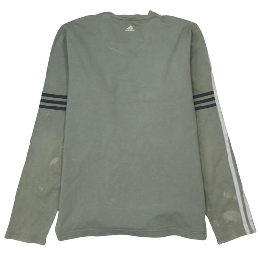 Adidas Men's Khaki Long Sleeve Crew Neck T-Shirt Size M Sports Style