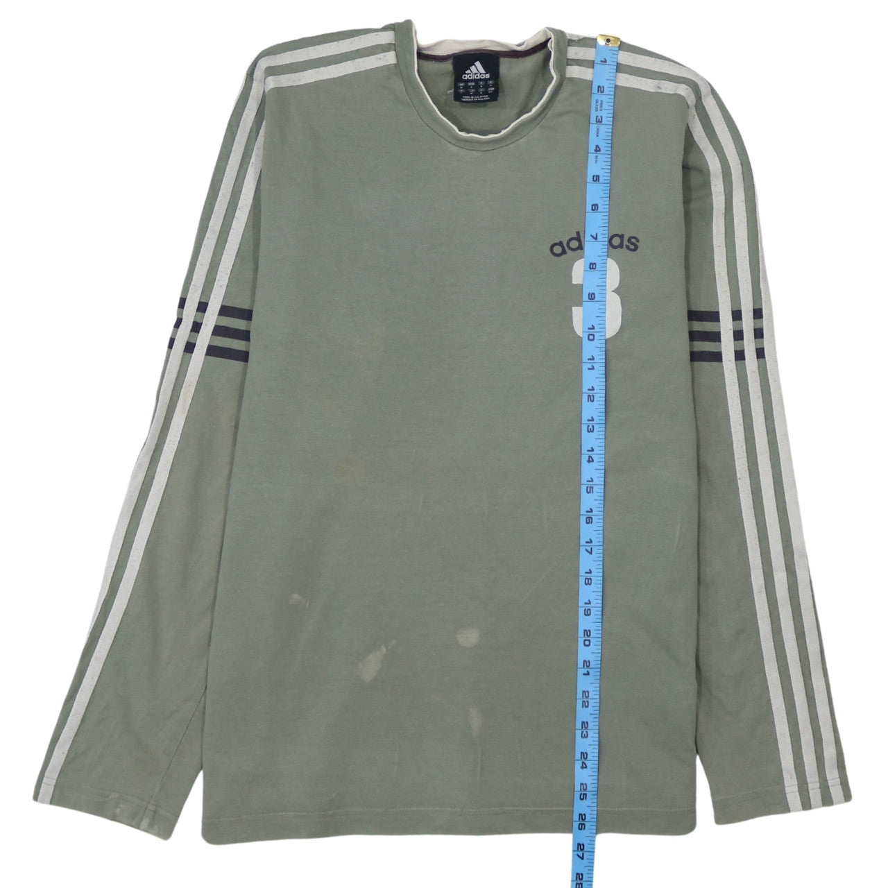 Adidas Men's Khaki Long Sleeve Crew Neck T-Shirt Size M Sports Style