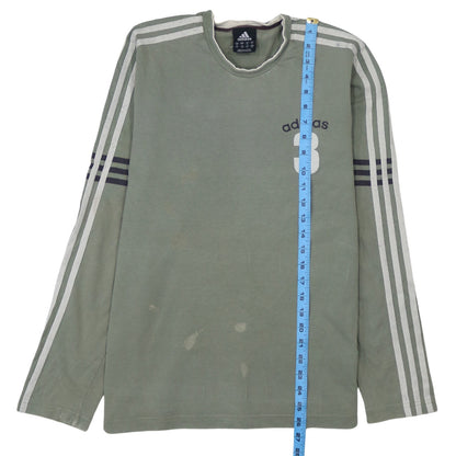 Adidas Men's Khaki Long Sleeve Crew Neck T-Shirt Size M Sports Style