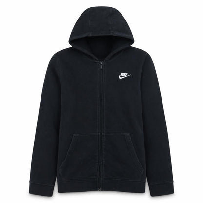 Front view of Nike boys’ black full zip hoodie xl 158-170cm fleece sweatshirt