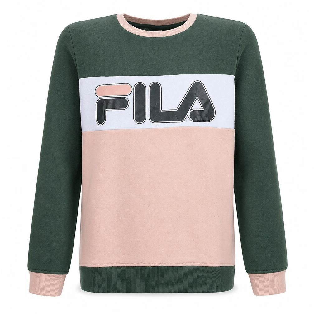Front view of Fila unisex kids multicoloured pullover sweatshirt size 176cm logo crew neck
