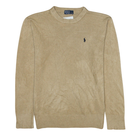 Polo Ralph Lauren Men's Beige Acrylic Crew Neck Jumper Size L