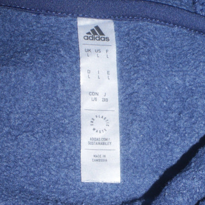 Adidas Men's Blue Pullover Hoodie L Logo Fleece Sweatshirt