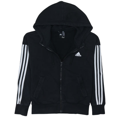 Adidas Women Black Full Zip Hoodie S Hooded Sweatshirt Casual Wear