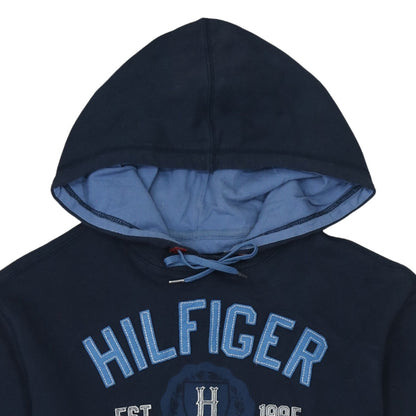 Tommy Hilfiger Men Blue Pullover Hoodie M Embroidered Logo Sports Style