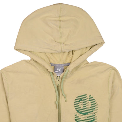 Nike Women Beige Full Zip Hoodie L 12-14 Sportswear Logo