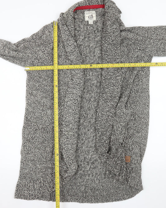 Roots Men's Grey XL Chunky Knit Open Front Shawl Collar Cardigan
