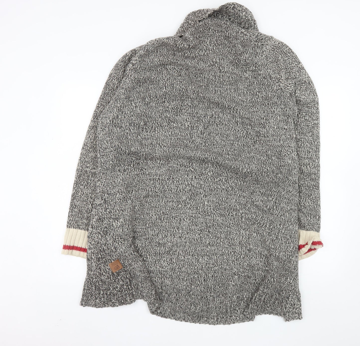 Roots Men's Grey XL Chunky Knit Open Front Shawl Collar Cardigan