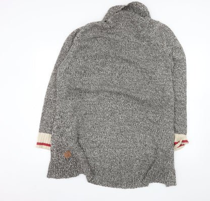 Roots Men's Grey XL Chunky Knit Open Front Shawl Collar Cardigan