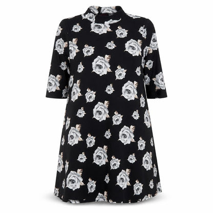 So Fabulous Women’s Black Floral High Neck A-Line Dress Size 22