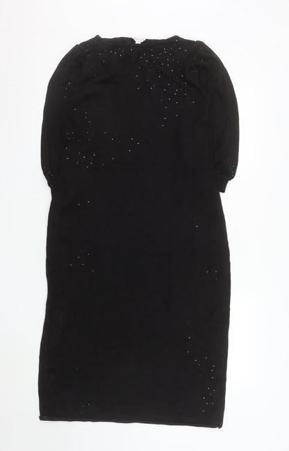 Monsoon Women's Black Sequin Bodycon Knee Length Dress M